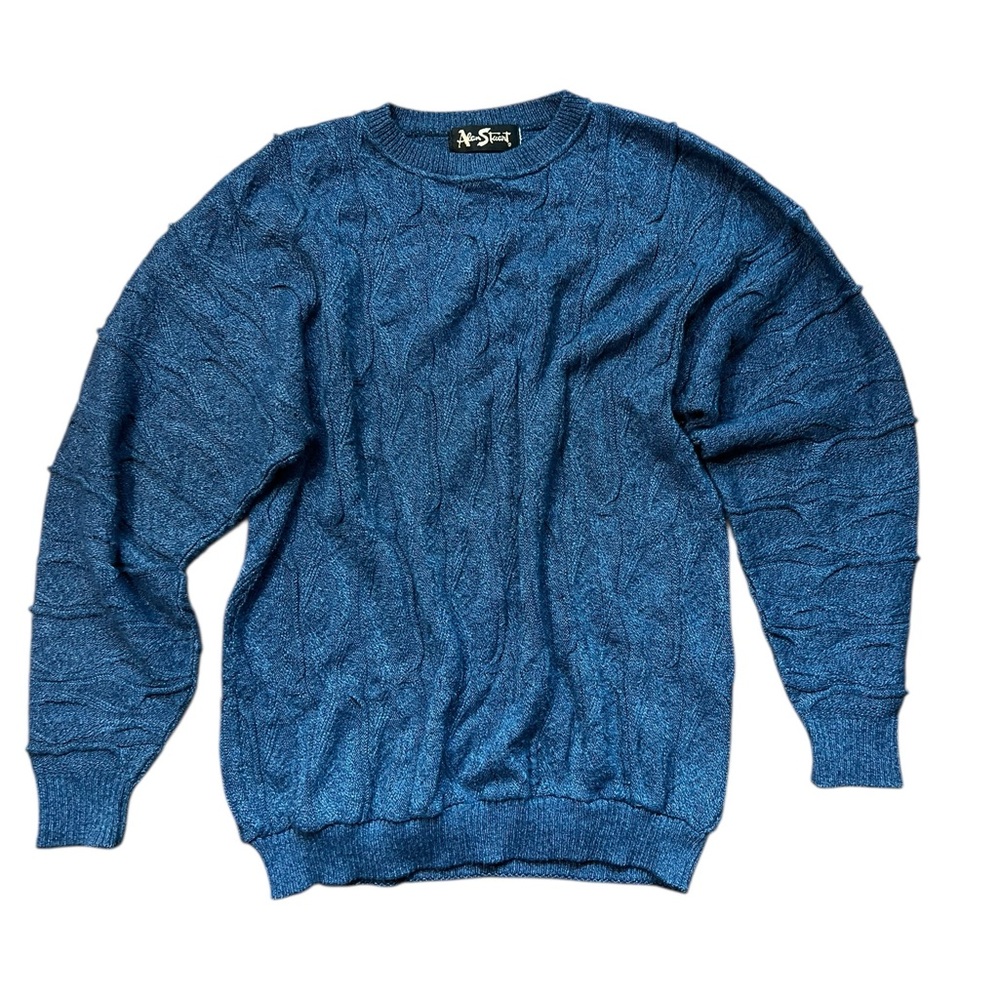 Alan Stuart Textured Blue Crewneck Sweater